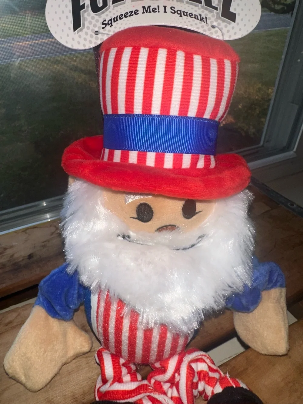 Fuzzballz Patriotic Uncle Sam Squeaky Plush Dog Toy - New